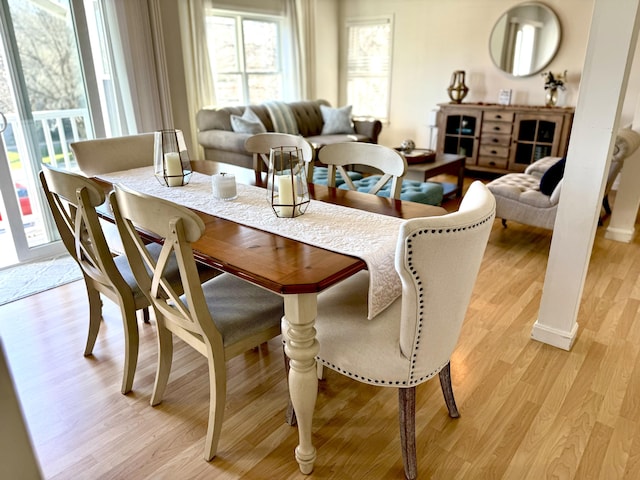 dining space featuring light hardwood / wood-style flooring