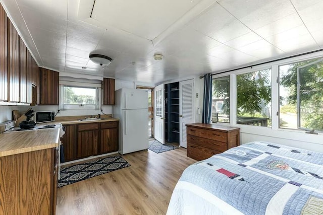 232 Robbins Hill Rd, Brewster, MA 02631 - bedroom with light wood-style flooring, a sink, and freestanding refrigerator