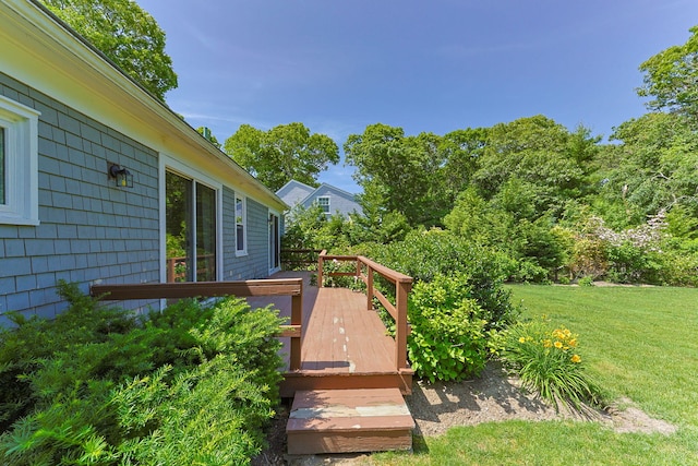 26 Hinckley Cir, Osterville, MA 02655 - wooden terrace featuring a lawn