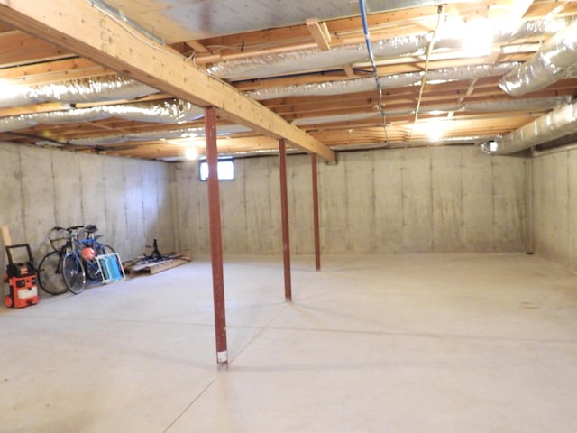 view of unfinished below grade area