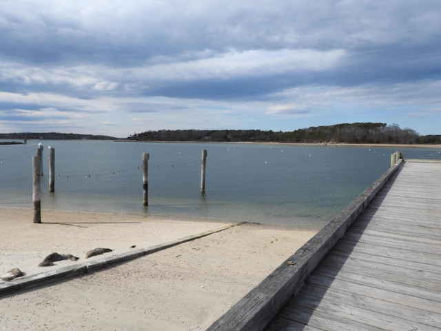 view of dock featuring a water view