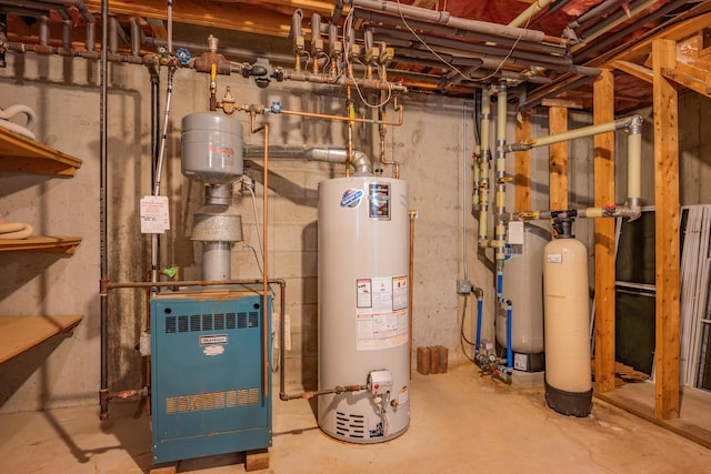 utilities with a heating unit and water heater