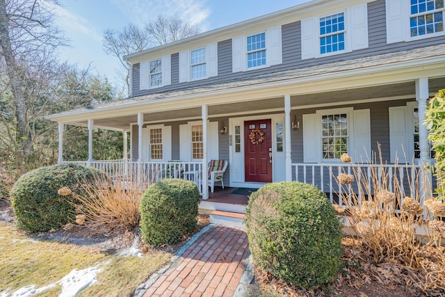 view of front of home featuring covered porch