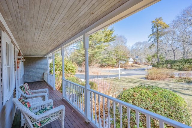 deck featuring covered porch