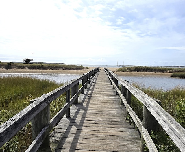 view of dock featuring a water view