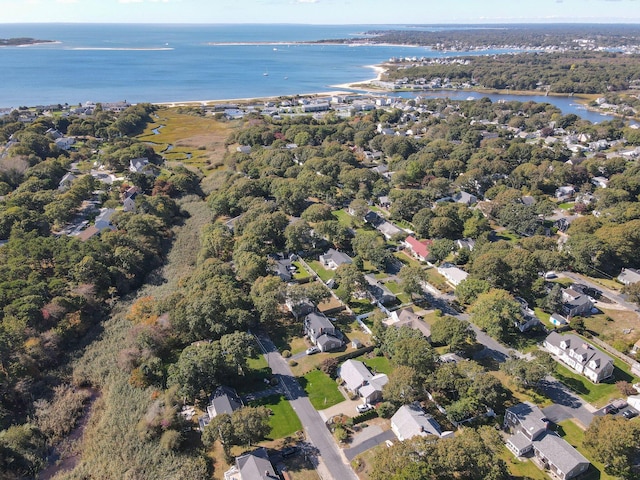 bird's eye view featuring a residential view and a water view