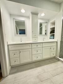 92 Cliffside Dr Unit 92, Cedarville, MA 02360 - full bathroom with double vanity, a stall shower, and recessed lighting