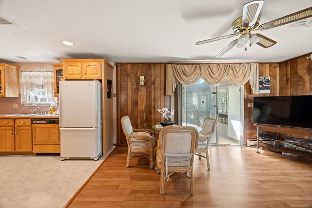95 Anchor Ln, Cotuit, MA 02635 - dining space featuring ceiling fan and light wood-style floors