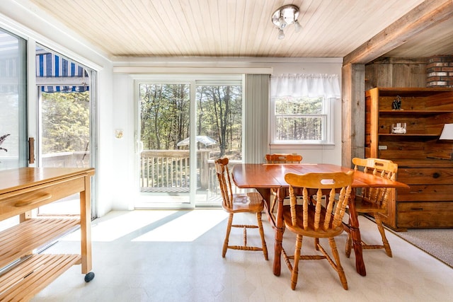 40 Georges Way, Wellfleet, MA 02667 - dining room featuring light flooring and wood ceiling