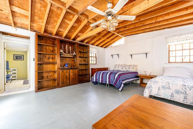 40 Georges Way, Wellfleet, MA 02667 - bedroom featuring finished concrete flooring and vaulted ceiling