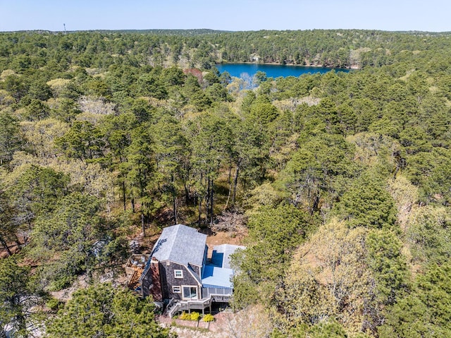 40 Georges Way, Wellfleet, MA 02667 - view from above of property featuring a heavily wooded area and a large body of water