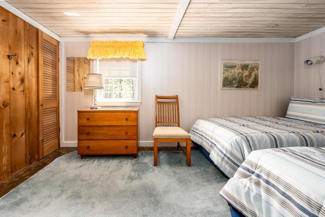 40 Georges Way, Wellfleet, MA 02667 - bedroom featuring wood ceiling, carpet floors, and a closet