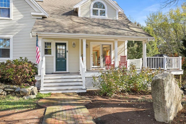 view of front facade featuring covered porch