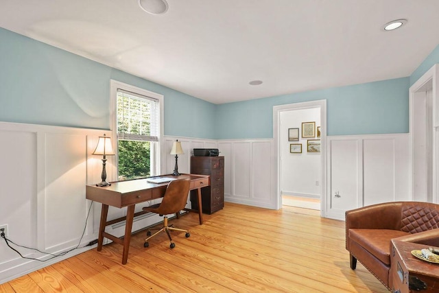 office featuring light wood-type flooring