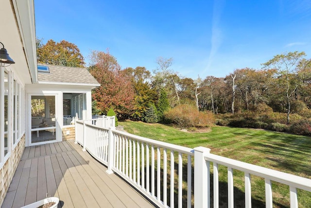 deck with a lawn