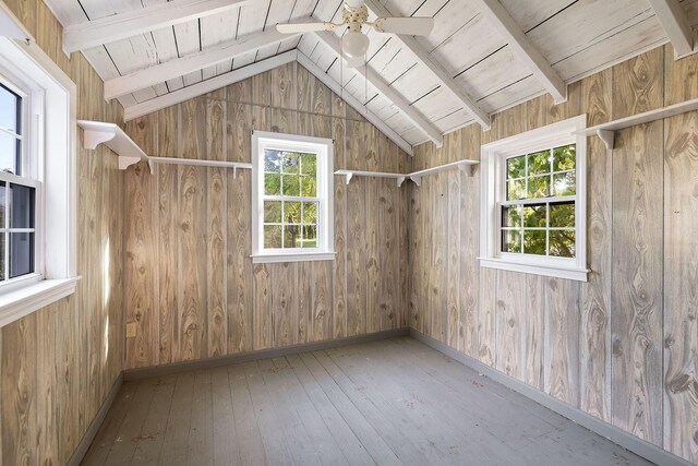 storage area featuring ceiling fan