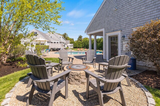 10 Shiverick Rd, East Dennis, MA 02641 - view of patio / terrace featuring an outdoor fire pit