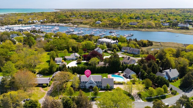 10 Shiverick Rd, East Dennis, MA 02641 - aerial view of a large body of water and a marina