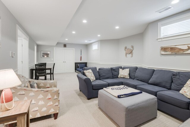 10 Shiverick Rd, East Dennis, MA 02641 - living room with recessed lighting and light colored carpet