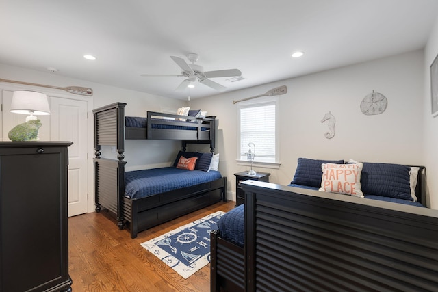 10 Shiverick Rd, East Dennis, MA 02641 - bedroom with wood finished floors, recessed lighting, and ceiling fan