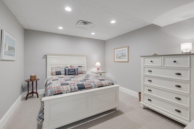 10 Shiverick Rd, East Dennis, MA 02641 - bedroom featuring light carpet, recessed lighting, and a paneled ceiling