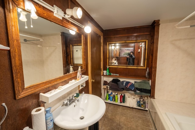 bathroom featuring sink and tile patterned flooring