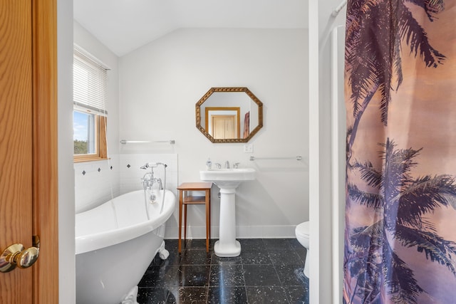 9 Priest Rd, Truro, MA 02666 - full bath featuring lofted ceiling and a freestanding bath