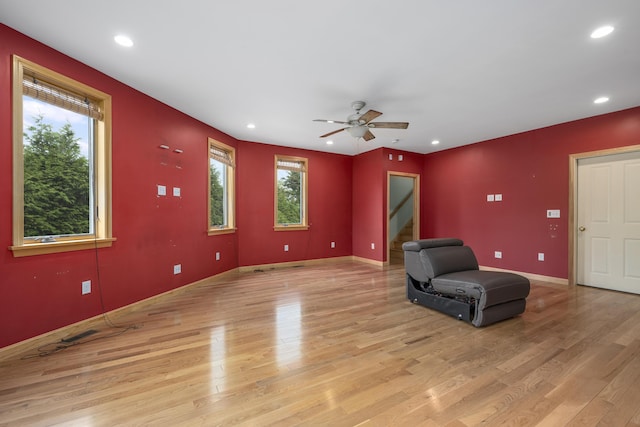 9 Priest Rd, Truro, MA 02666 - unfurnished room with light wood-type flooring, ceiling fan, recessed lighting, and stairs