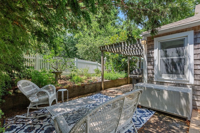 1205 Massasoit Rd, Eastham, MA 02642 - view of patio featuring a pergola and a grill