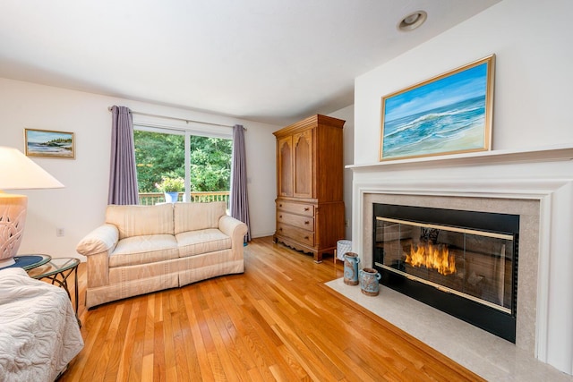 living room with light hardwood / wood-style floors