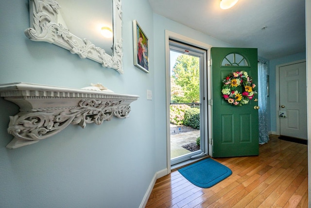 foyer entrance featuring hardwood / wood-style floors