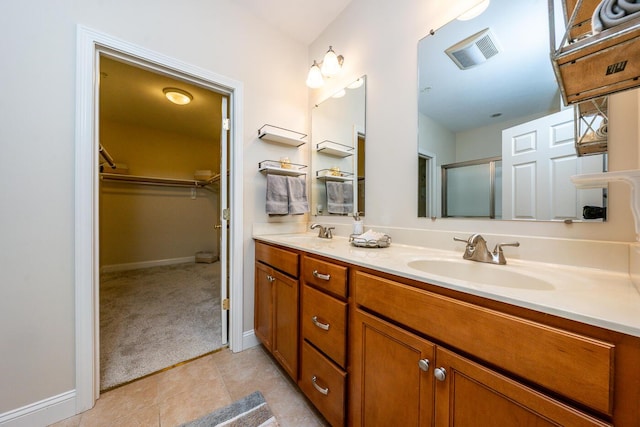 45 Grey Hawk Dr Unit 578, Mashpee, MA 02649 - full bathroom with visible vents, a sink, tile patterned flooring, and double vanity