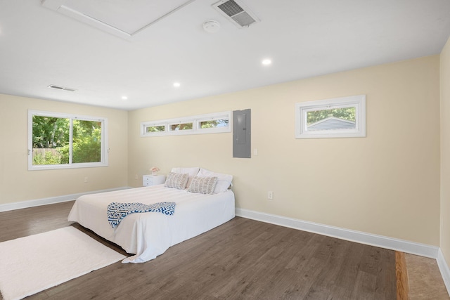 20 Terry Ln E, Wareham, MA 02571 - bedroom with electric panel, wood finished floors, and recessed lighting
