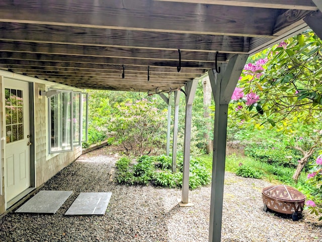 41 Halyard Ln, Mashpee, MA 02649 - view of patio with an outdoor fire pit