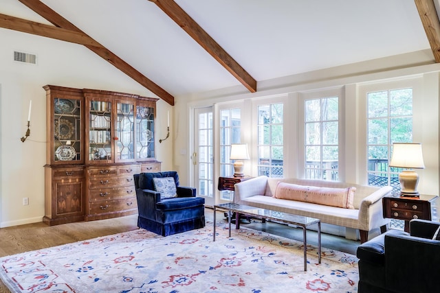 living room featuring wood finished floors, plenty of natural light, and baseboards