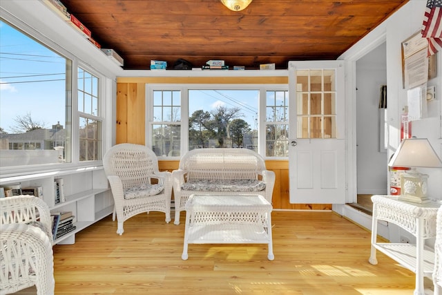 188 Captain Chase Rd, Dennis Port, MA 02639 - living area featuring light wood-type flooring and wooden ceiling
