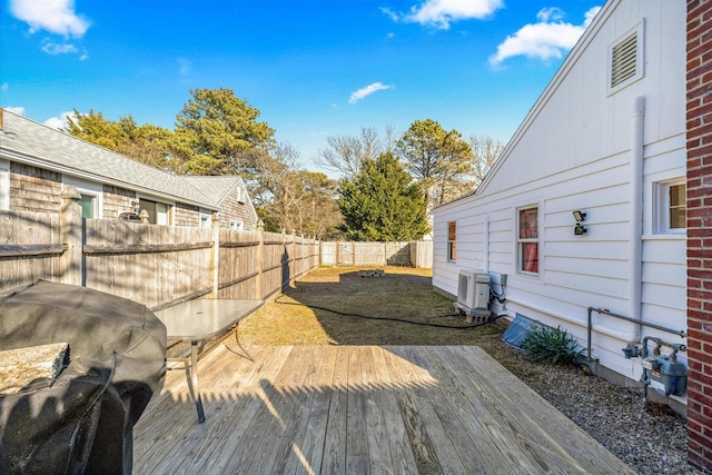 188 Captain Chase Rd, Dennis Port, MA 02639 - deck featuring a fenced backyard, area for grilling, and ac unit