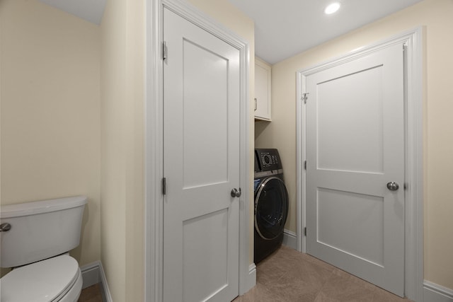 507 S Orleans Rd, Orleans, MA 02653 - clothes washing area featuring washer / clothes dryer, baseboards, and recessed lighting