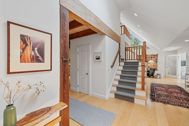 130 Daniels Dr, Wellfleet, MA 02667 - stairs featuring wood finished floors and recessed lighting