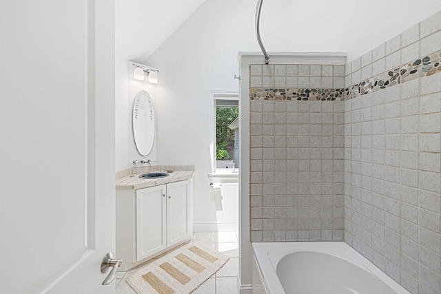 130 Daniels Dr, Wellfleet, MA 02667 - full bathroom with vanity and tile patterned flooring