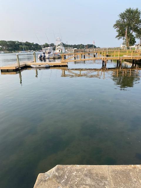 view of dock featuring a water view