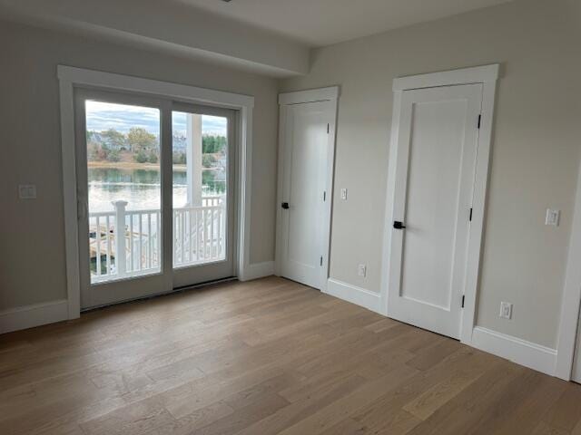 interior space with light hardwood / wood-style floors