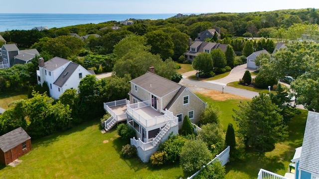 75 Wing Blvd E, East Sandwich, MA 02537 - aerial view of property and surrounding area featuring a large body of water and a heavily wooded area