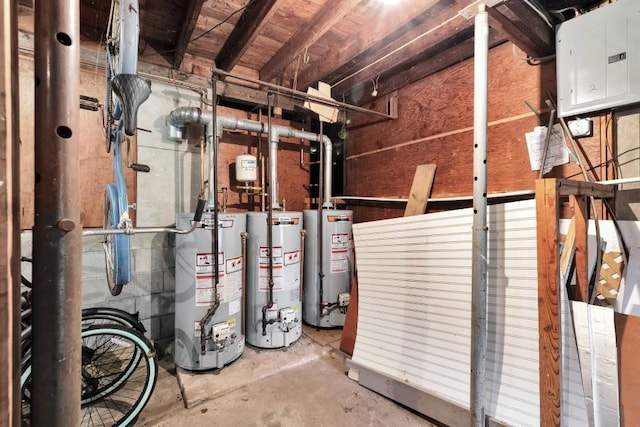 utility room with gas water heater