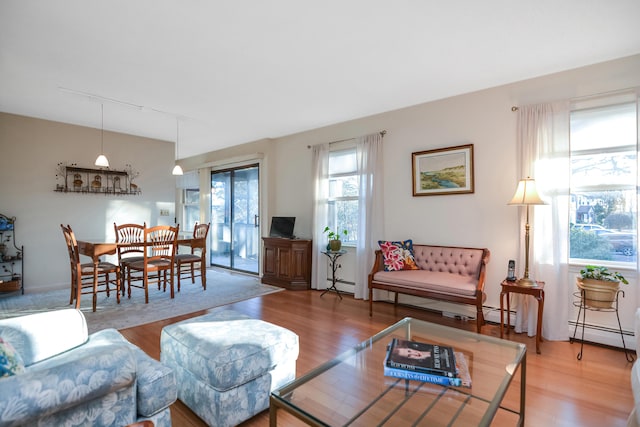 14 Harold St Unit 6-D, Harwich Port, MA 02646 - living room featuring hardwood / wood-style flooring and a baseboard radiator