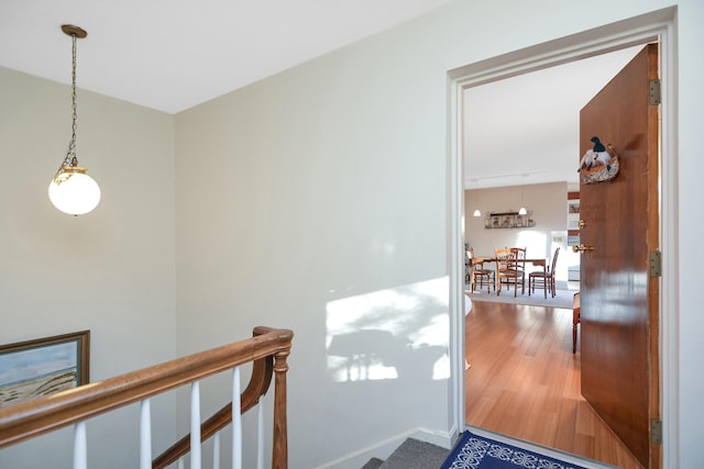 hallway with hardwood / wood-style floors