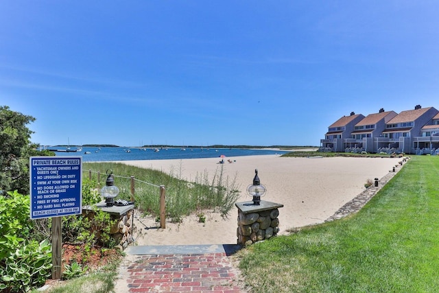 water view featuring a beach view