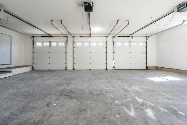 garage with a garage door opener