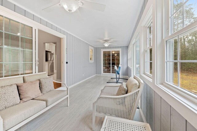 49 Heather Ln, Centerville, MA 02632 - sunroom featuring ceiling fan and a wealth of natural light