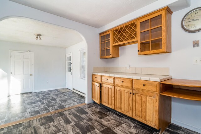 62 Windsor Rd, Sandwich, MA 02563 - kitchen featuring baseboard heating and tile countertops